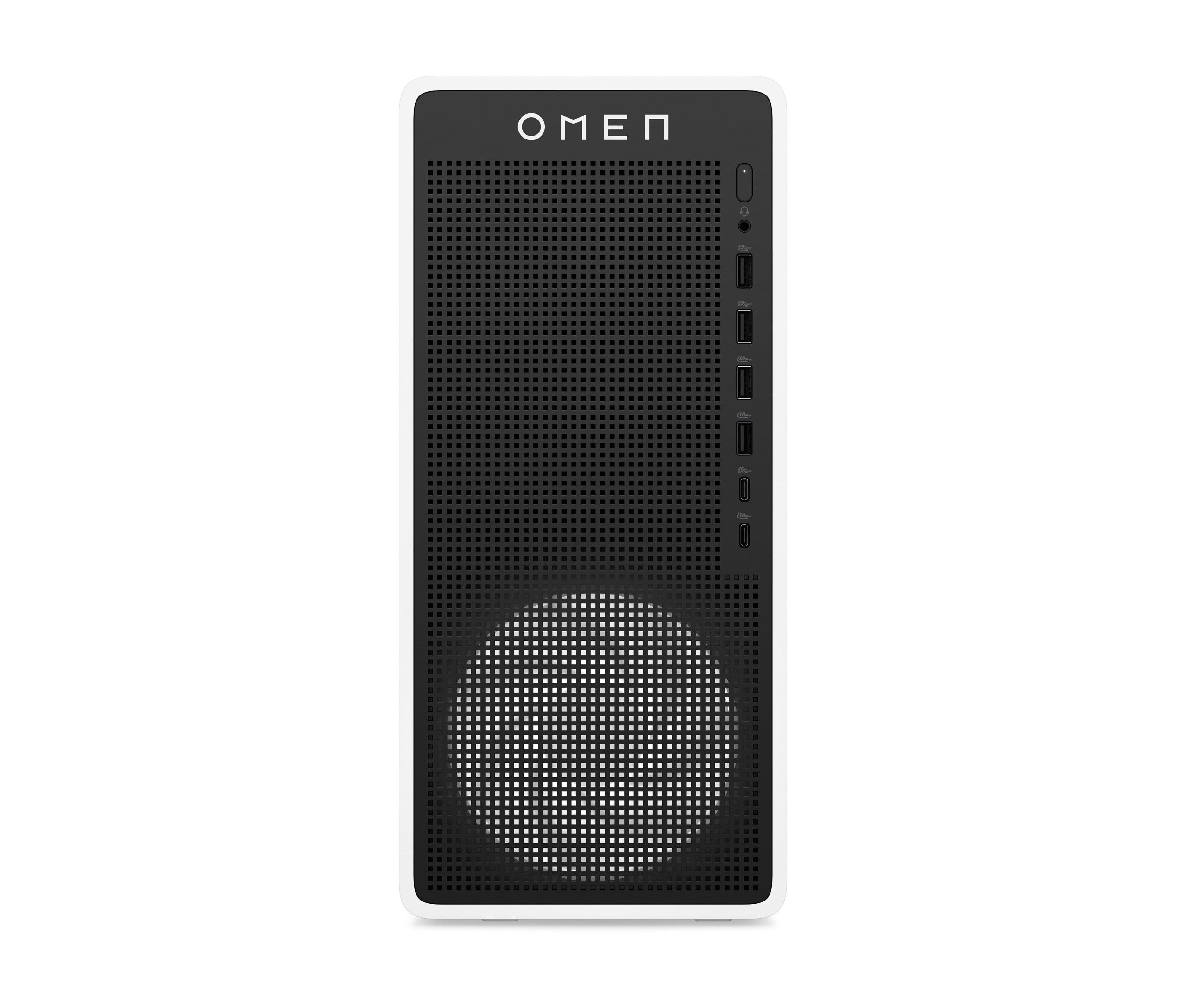 OMEN 16L Gaming Desktop TG03-0085t PC. Windows 11 Home. Intel® Core™ Ultra 7. 32GB RAM. 1TB SSD. NVIDIA® GeForce RTX™ 5060. Snow white