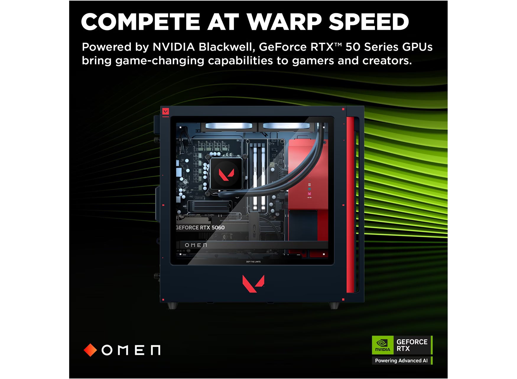 OMEN 35L Gaming Desktop GT16-0080t PC. Windows 11 Home. Intel® Core™ i7. 32GB RAM. 1TB SSD. NVIDIA® GeForce RTX™ 5060. Valorant Limited Edition - Image 3