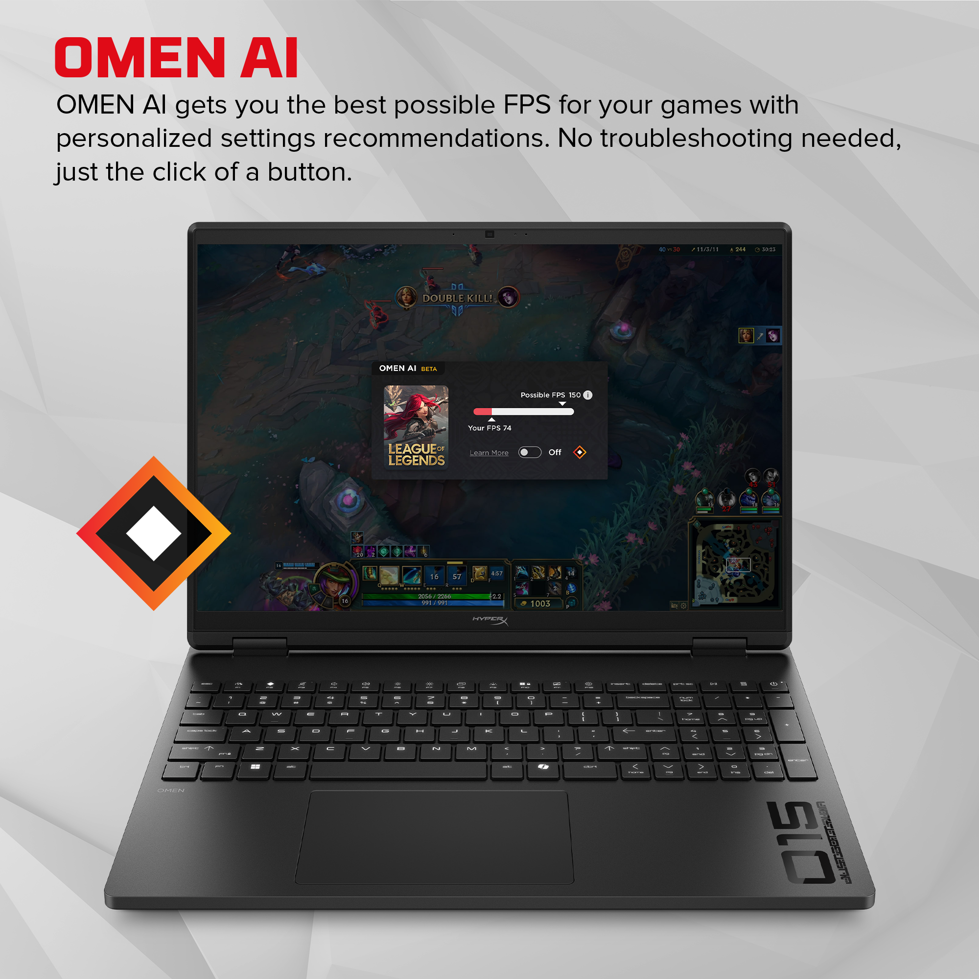 HyperX OMEN 15 inch Gaming Laptop PC 15. Windows 11 Home. 15.3. AMD Ryzen™ 7. 16GB RAM. 1TB SSD. NVIDIA® GeForce RTX™ 5060. 2.5K. Shadow black - Image 4
