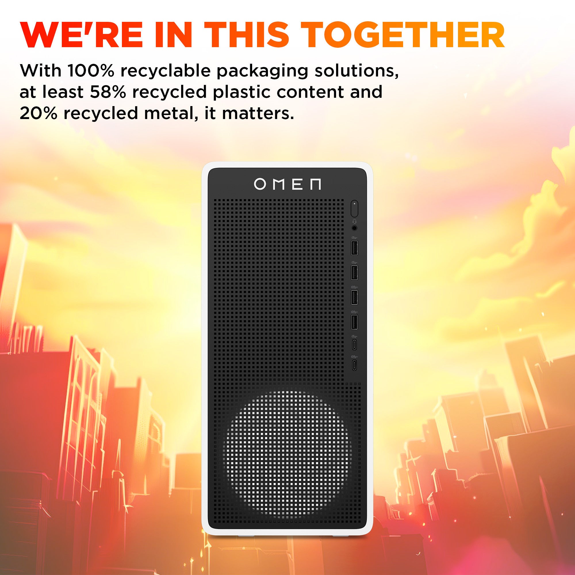 OMEN 16L Gaming Desktop TG03-0085t PC. Windows 11 Home. Intel® Core™ Ultra 7. 32GB RAM. 1TB SSD. NVIDIA® GeForce RTX™ 5060. Snow white - Image 5